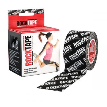 ROCKTAPE 5CM 5M ZWART LOGO