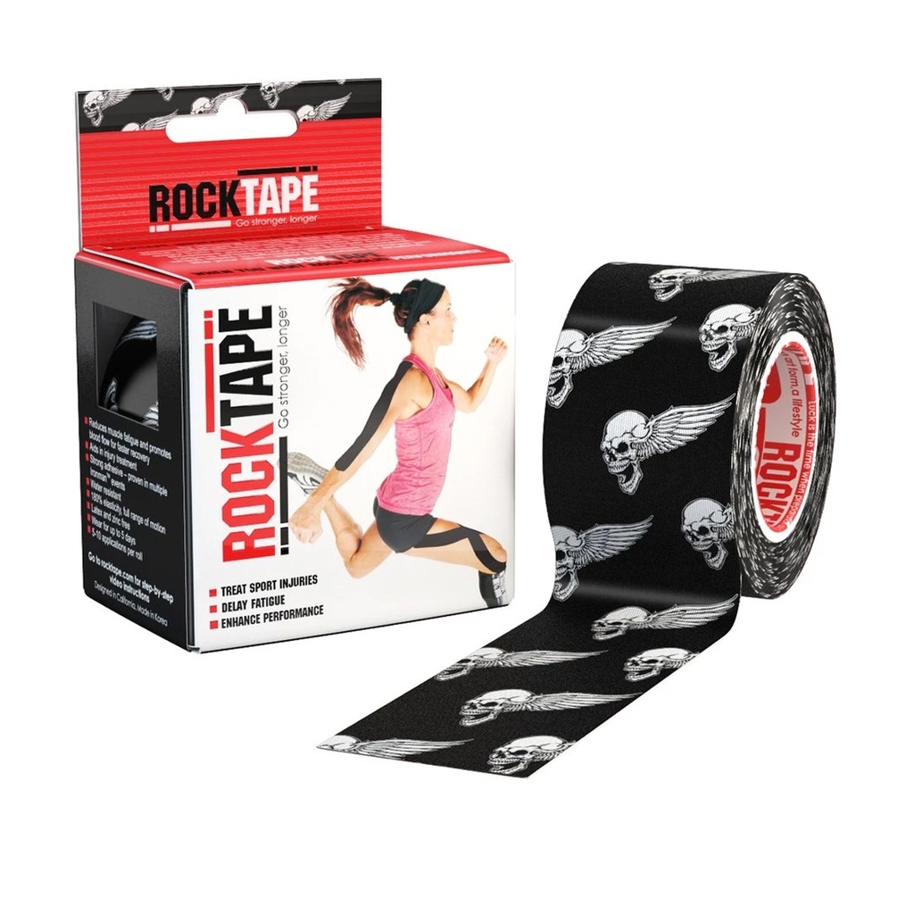 RockTape (5cm x 5m) zwart skull