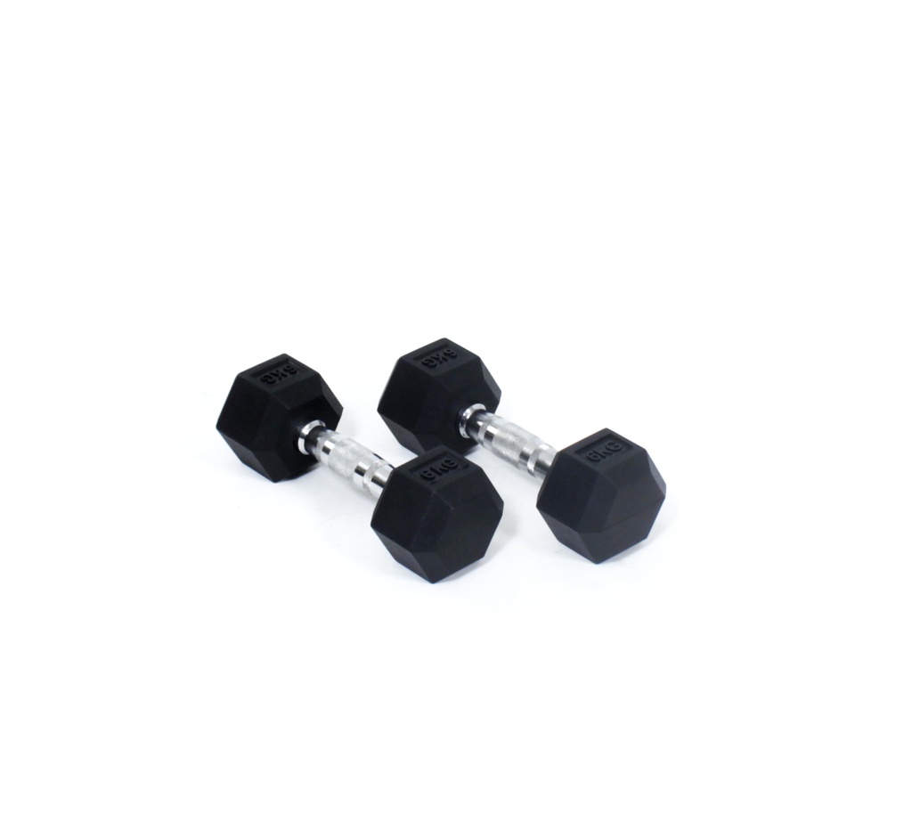 Core Power Rubber Hex Dumbbells - 6 kg