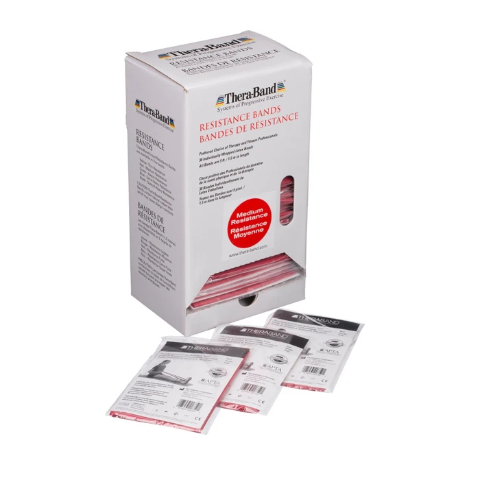 Theraband Oefenband dispenser 30x 1,5 m medium - rood