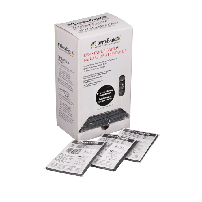Theraband Oefenband dispenser 30x 1,5m speciaal zwaar - zwart