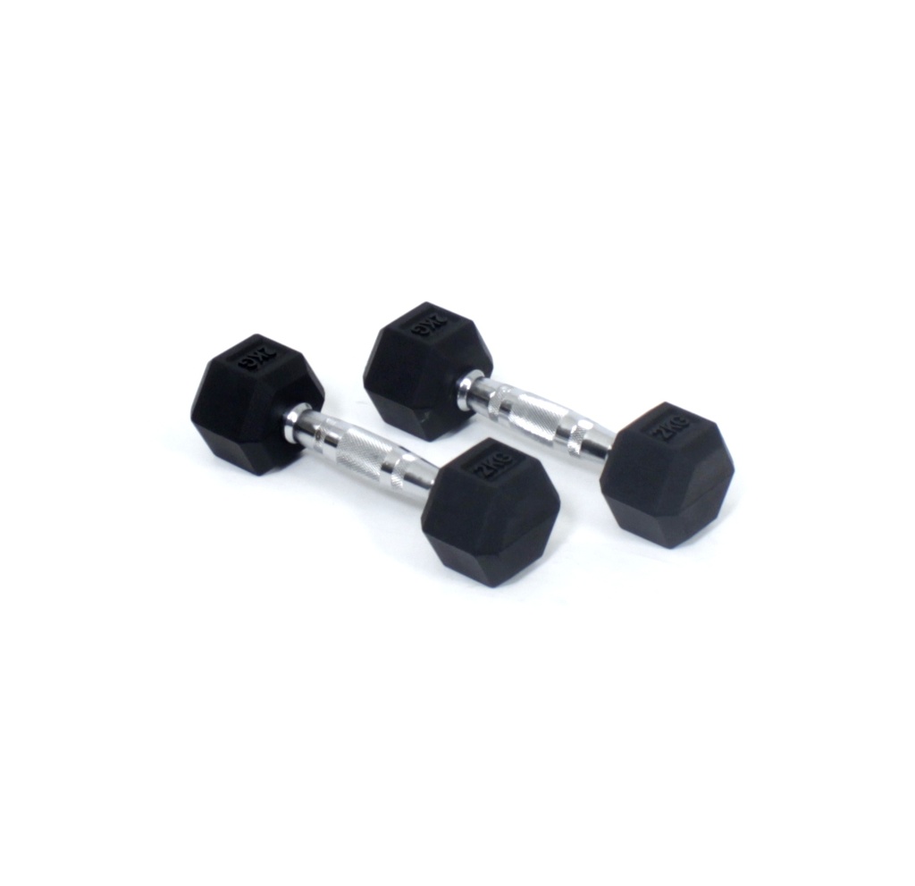 Core Power Rubber Hex Dumbbells - 2 kg