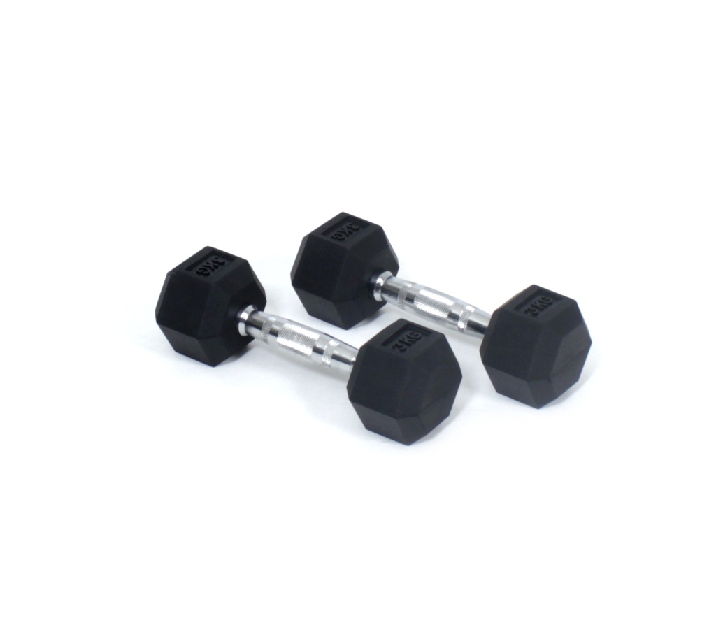 Core Power Rubber Hex Dumbbells - 3 kg