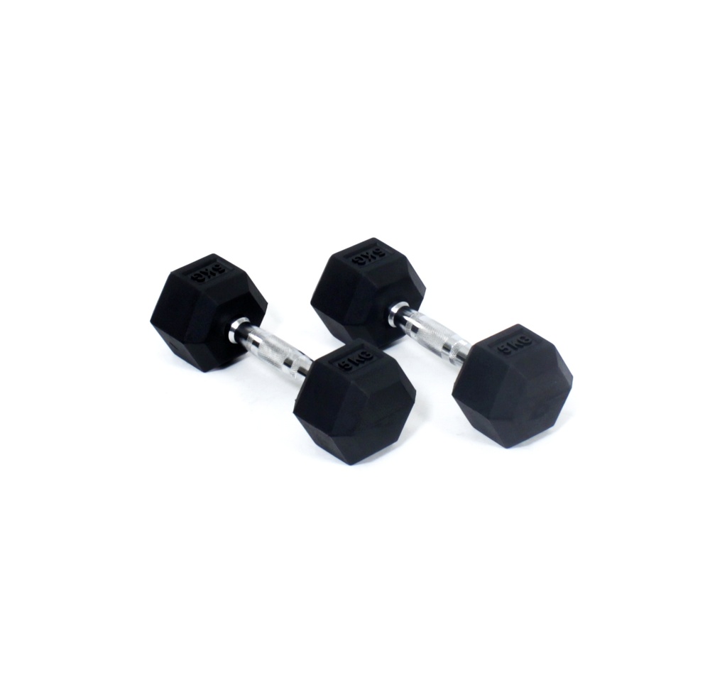 Core Power Rubber Hex Dumbbells - 5 kg
