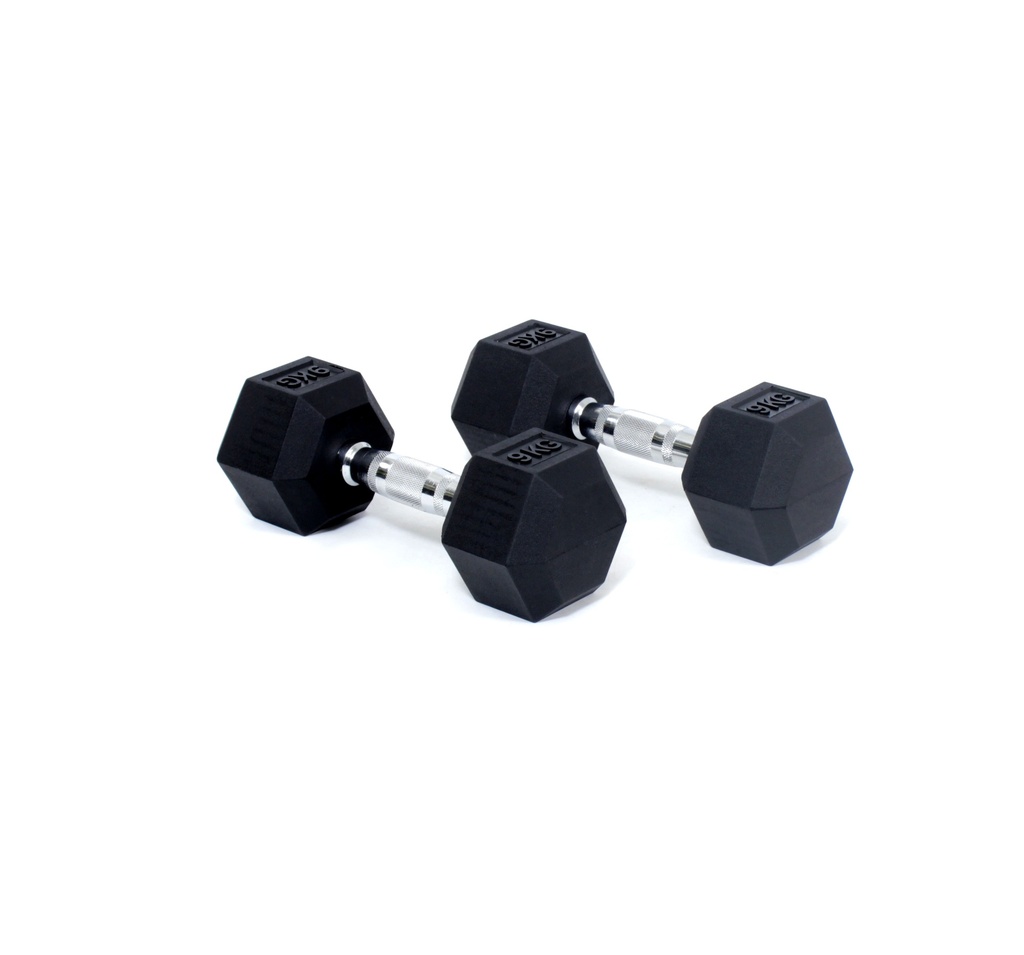 [811209] Core Power Rubber Hex Dumbbells - 9 kg