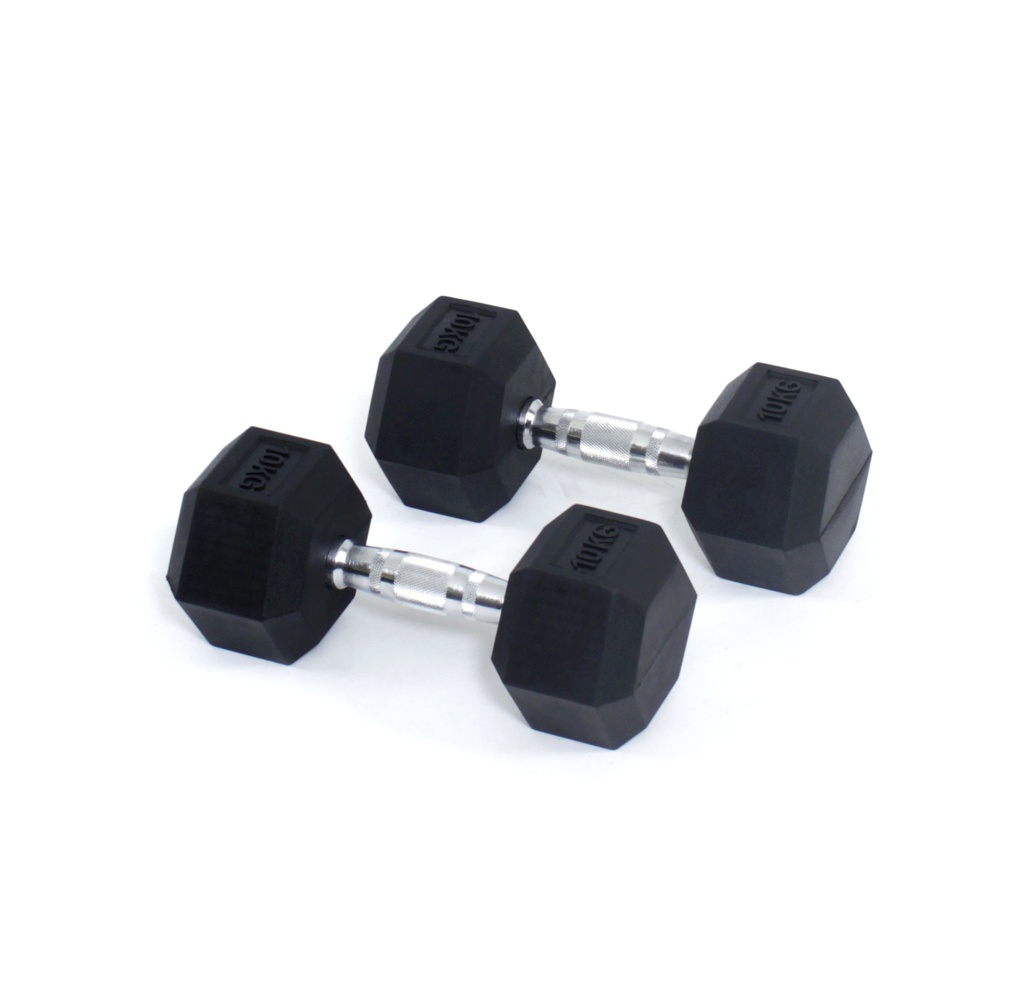 Core Power Rubber Hex Dumbbells - 10 kg