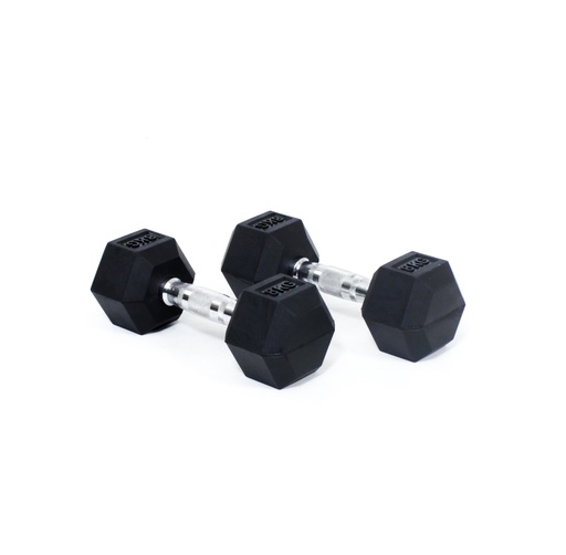 [811208] Core Power Rubber Hex Dumbbells - 8 kg